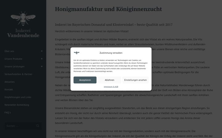 Screenshot of imkerei-vandenhende.de