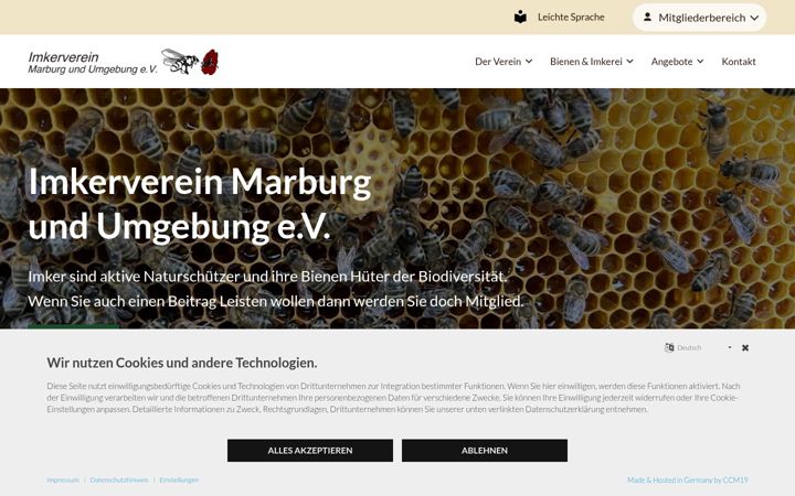 Screenshot of imkerverein-marburg.de