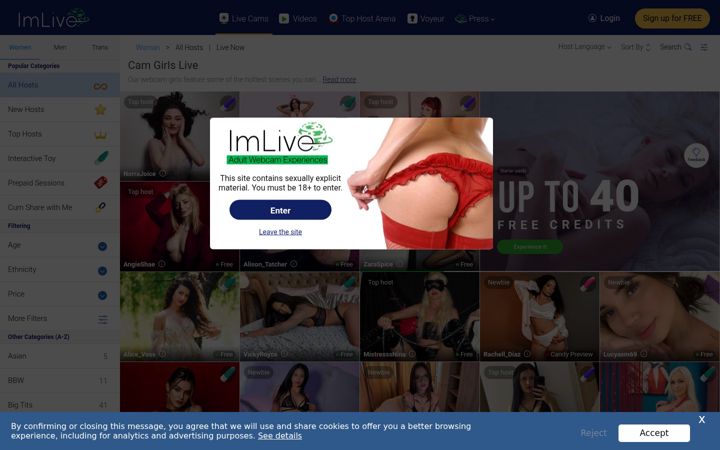 Snimka zaslona za imlive.com
