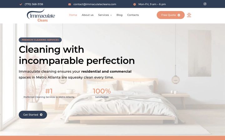 Screenshot of immaculatecleans.com