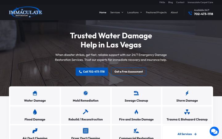 Screenshot of immaculaterestoration.com