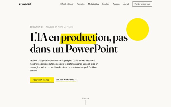 Screenshot of immediatlab.fr