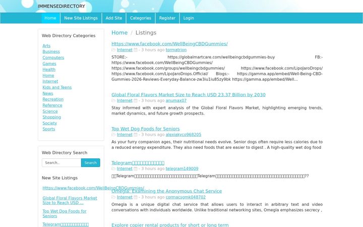 Screenshot του immensedirectory.com
