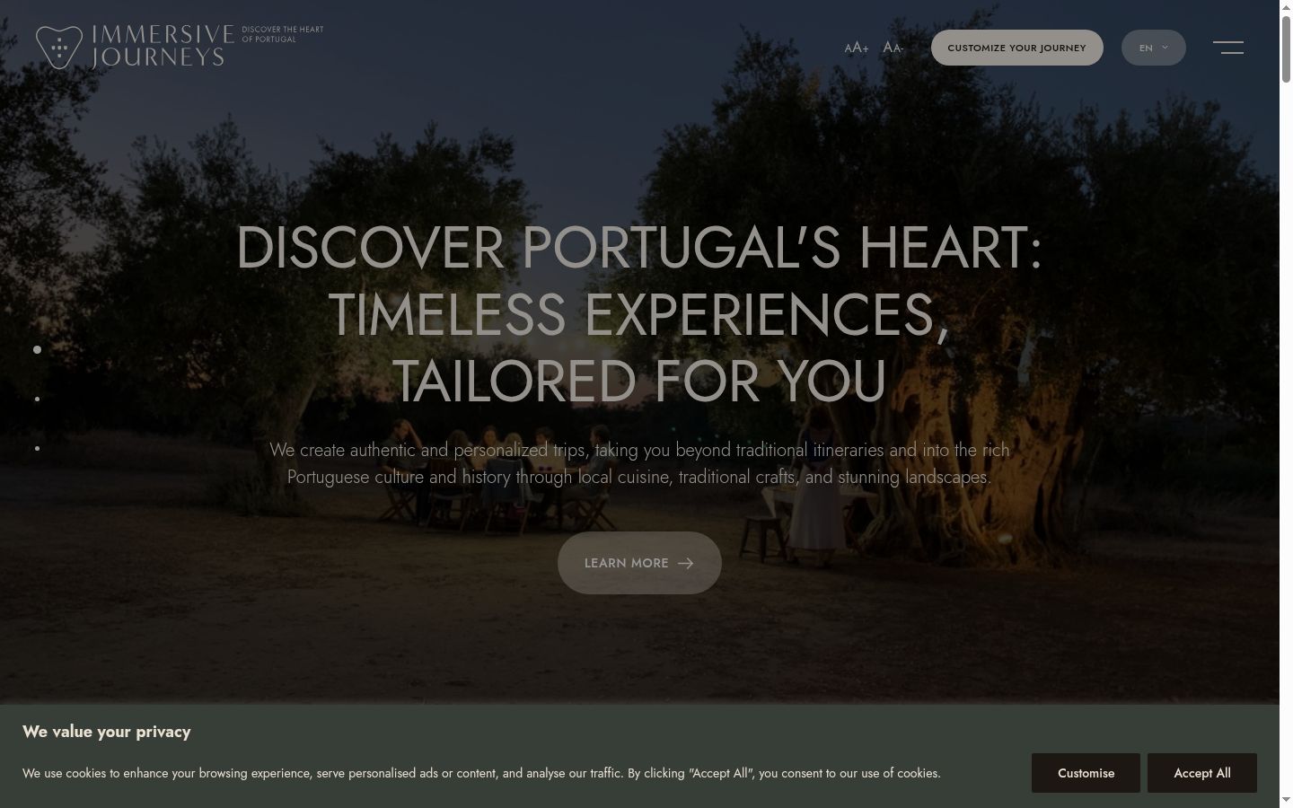 Screenshot of the consent banner shown before any interaction