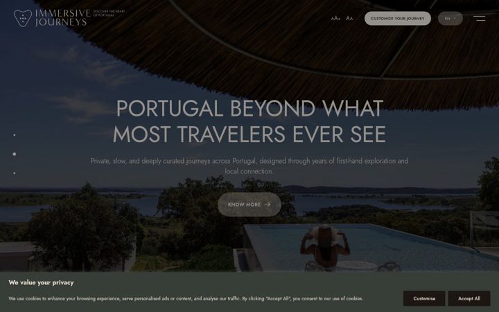 Skärmbild av immersiveportugaltours.com