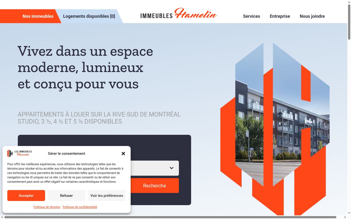 Screenshot of the consent banner shown before any interaction