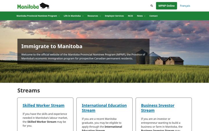 Screenshot of immigratemanitoba.com