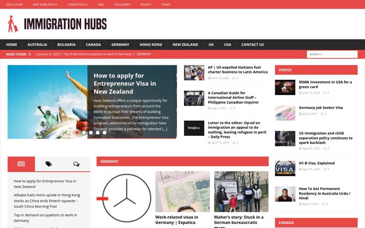 Screenshot of immigration-hubs.com