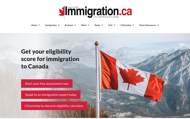 Screenshot of immigration.ca
