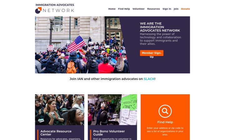 Screenshot of immigrationadvocates.org