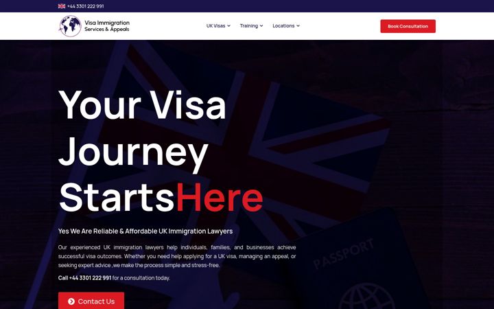 Screenshot of immigrationandappeals.co.uk