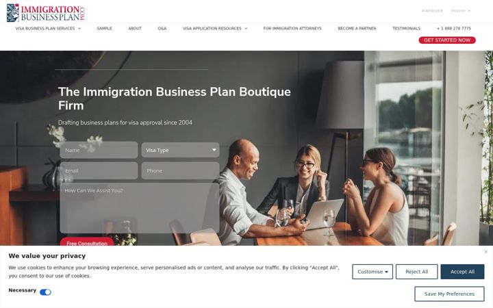 Screenshot of immigrationbusinessplan.com