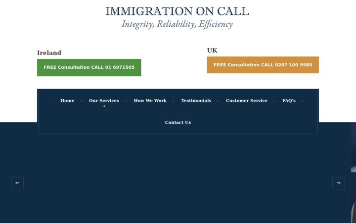 Screenshot of immigrationoncall.com