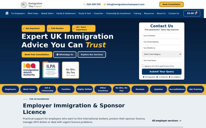 Screenshot of immigrationvisaexpert.com