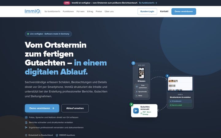 Screenshot of immiq.de