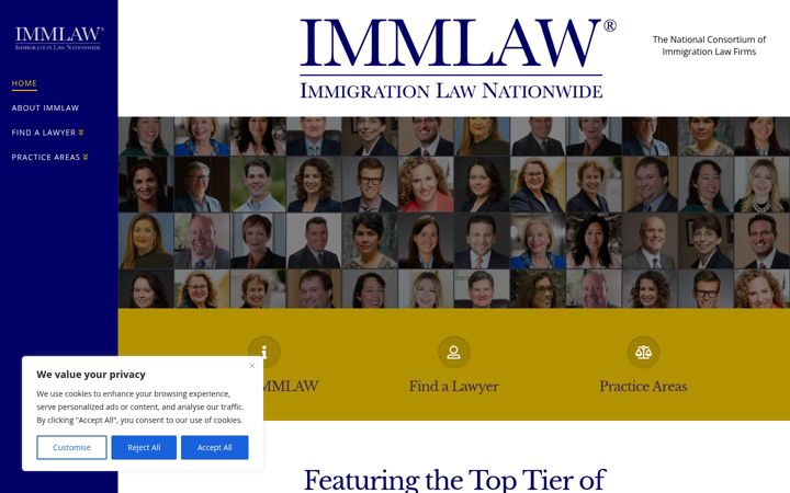 Posnetek zaslona immlaw.com