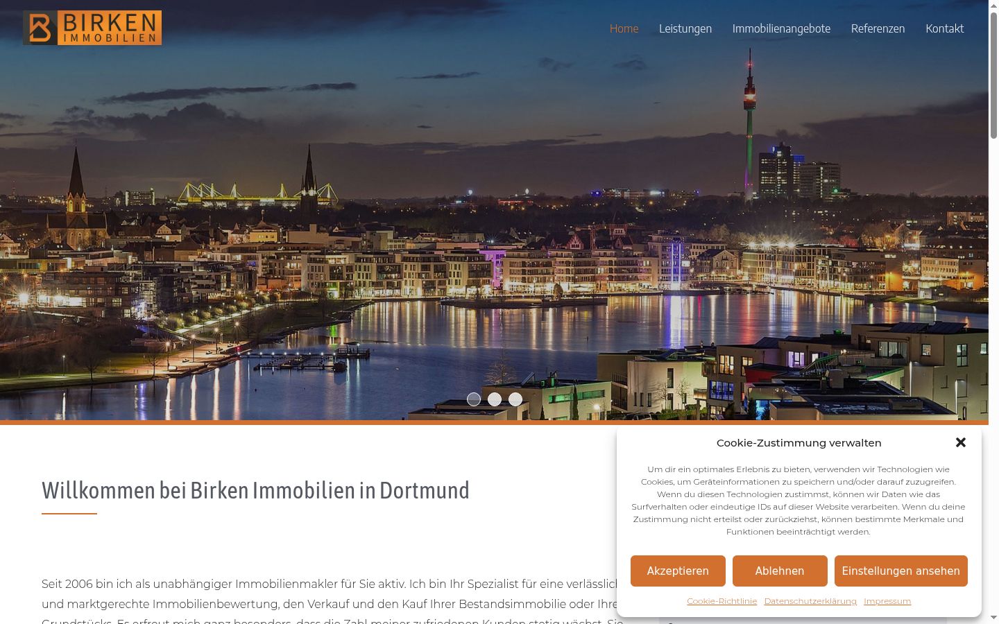 Screenshot des Einwilligungsbanners vor jeglicher Interaktion