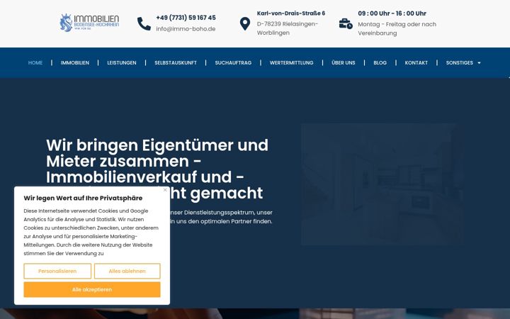 Screenshot of immo-boho.de