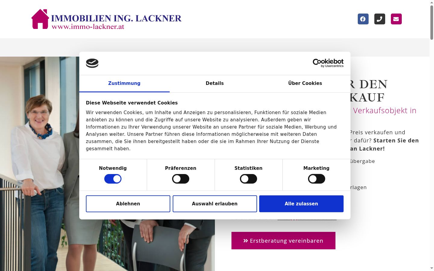 Screenshot tal-banner tal-kunsens muri qabel kwalunkwe interazzjoni