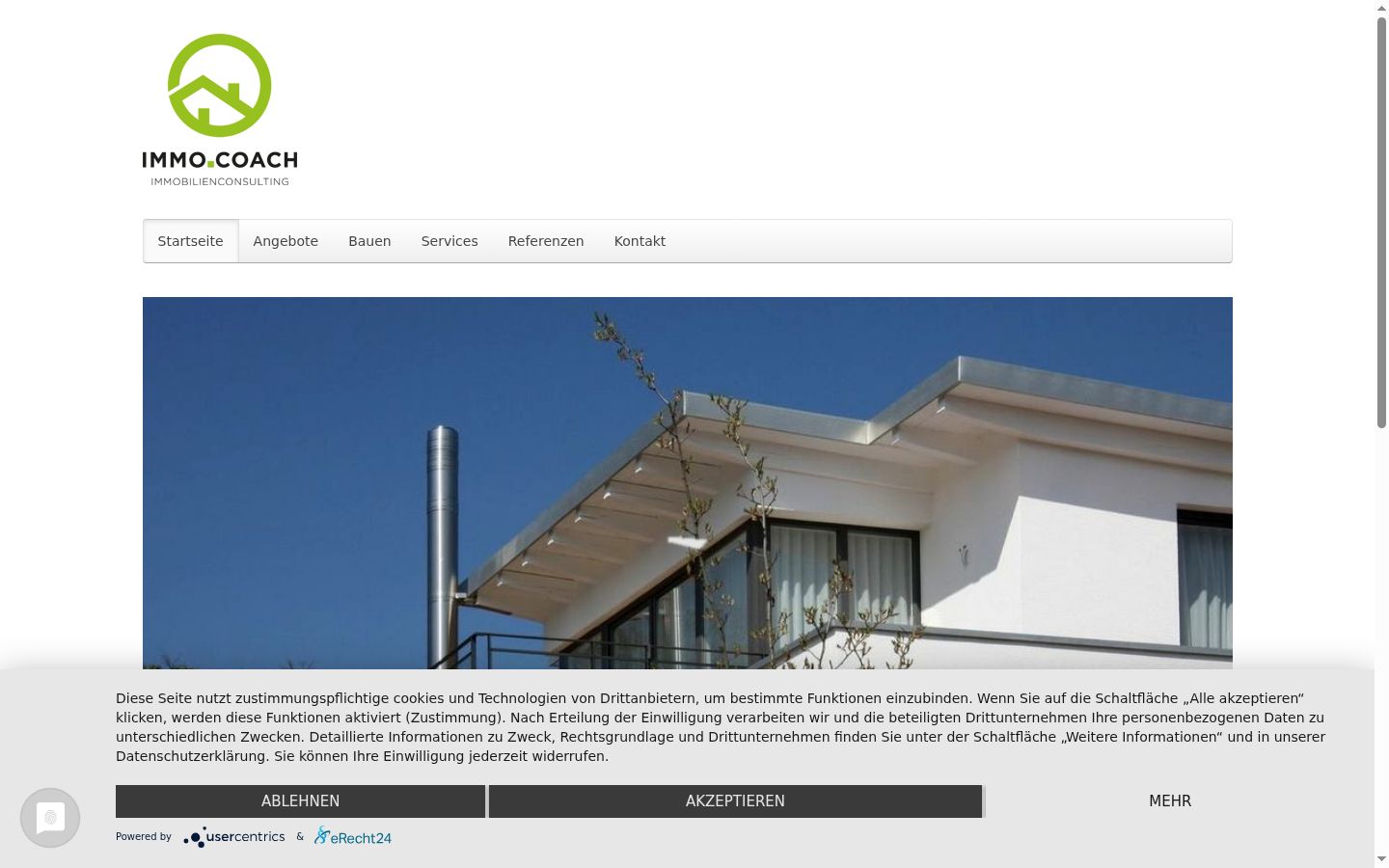 Screenshot des Einwilligungsbanners vor jeglicher Interaktion
