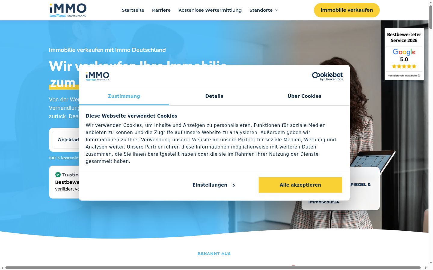 Screenshot of the consent banner shown before any interaction