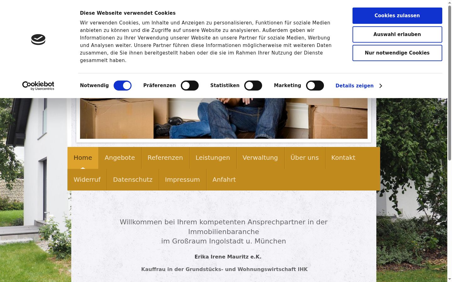 Screenshot del banner di consenso mostrato prima di qualsiasi interazione