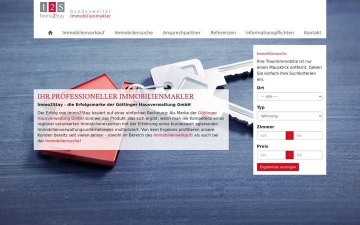 Screenshot of immo2stay.de