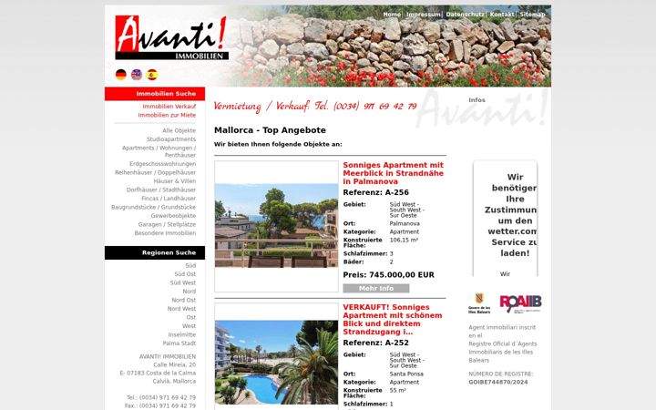 Screenshot of immoavanti.com