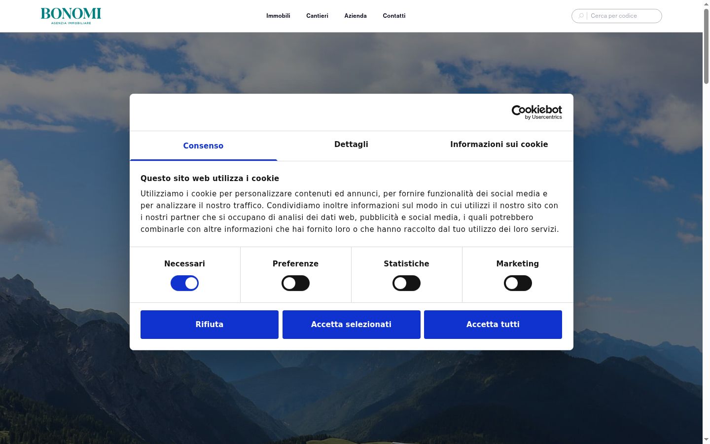 Snimka zaslona bannera za privolu prikazanog prije bilo kakve interakcije