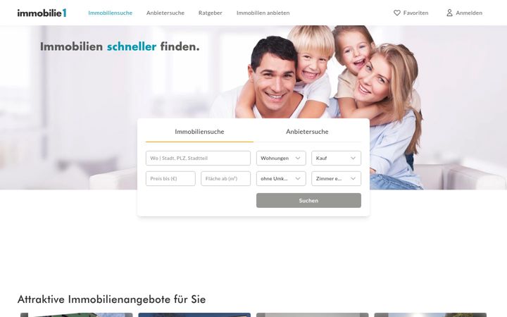 Screenshot of immobilie1.de