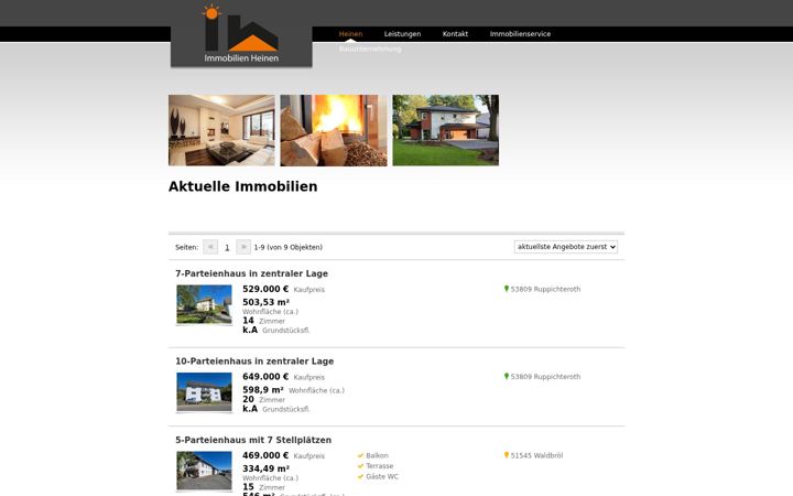 Screenshot of immobilien-heinen.de
