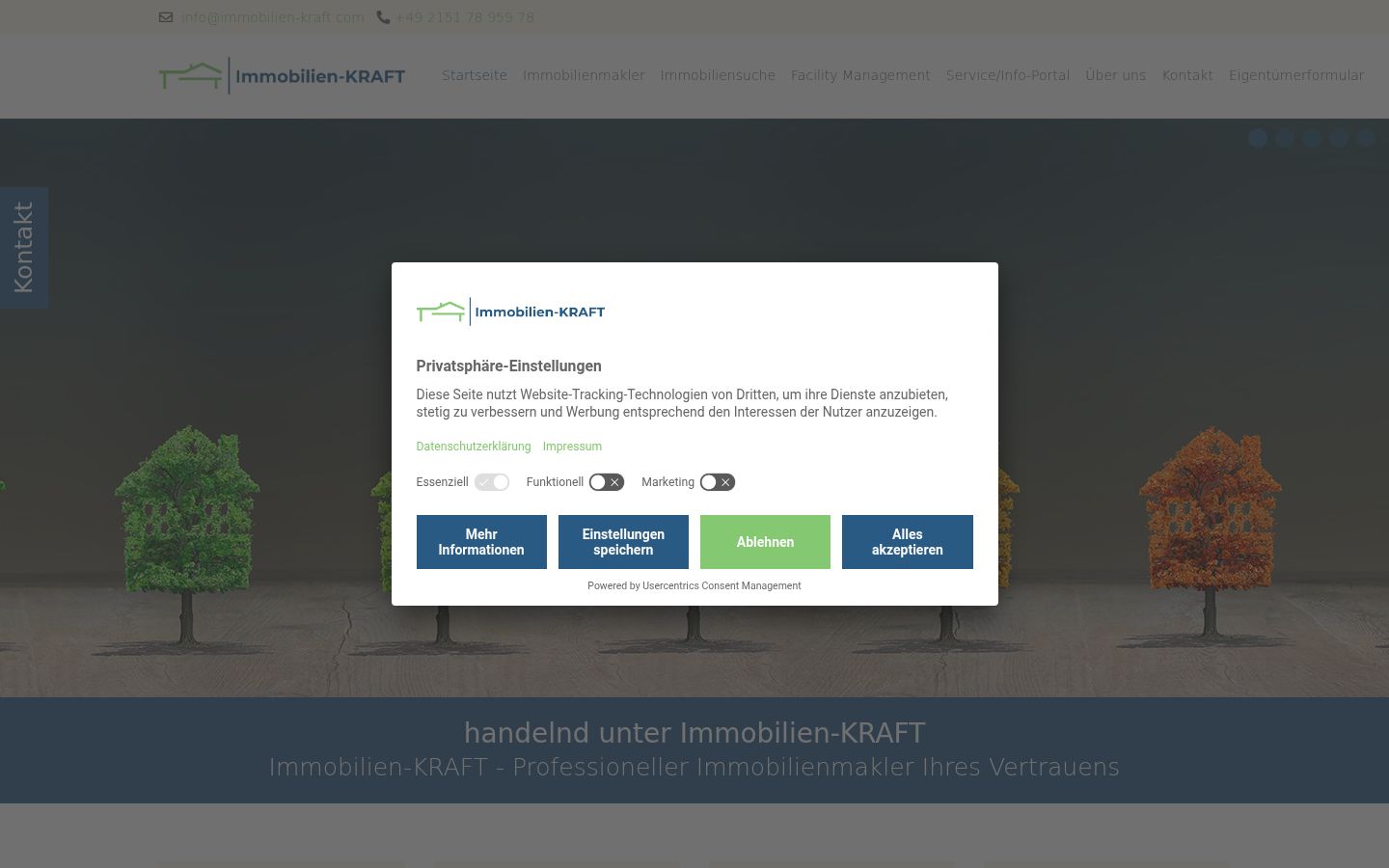 Screenshot del banner di consenso mostrato prima di qualsiasi interazione