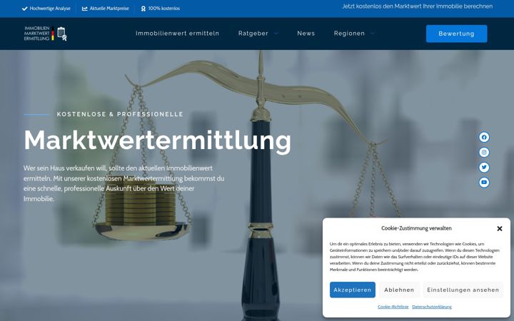 Screenshot of immobilien-marktwertermittlung.de