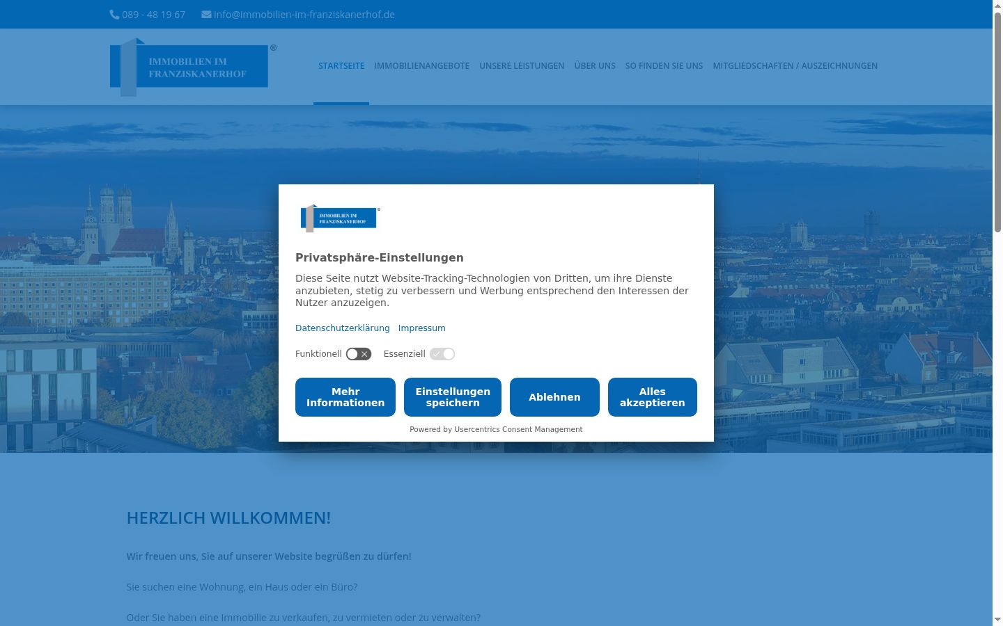 Screenshot of the consent banner shown before any interaction
