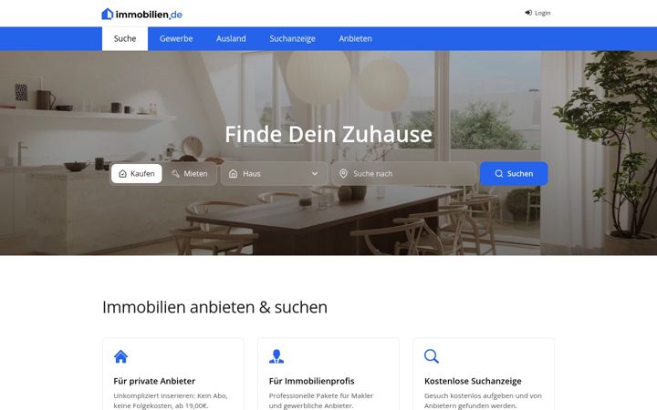 Screenshot of immobilien.de