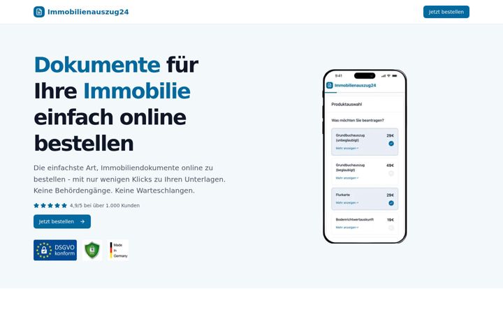 Screenshot of immobilienauszug24.de