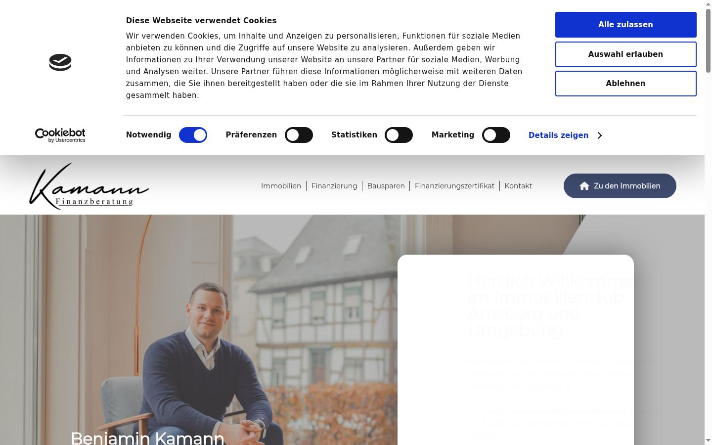 Screenshot del banner di consenso mostrato prima di qualsiasi interazione
