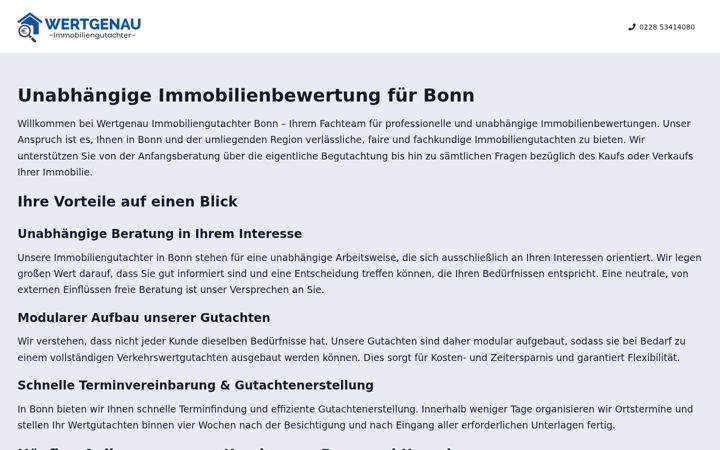 Snímek obrazovky immobiliengutachterbonn.com