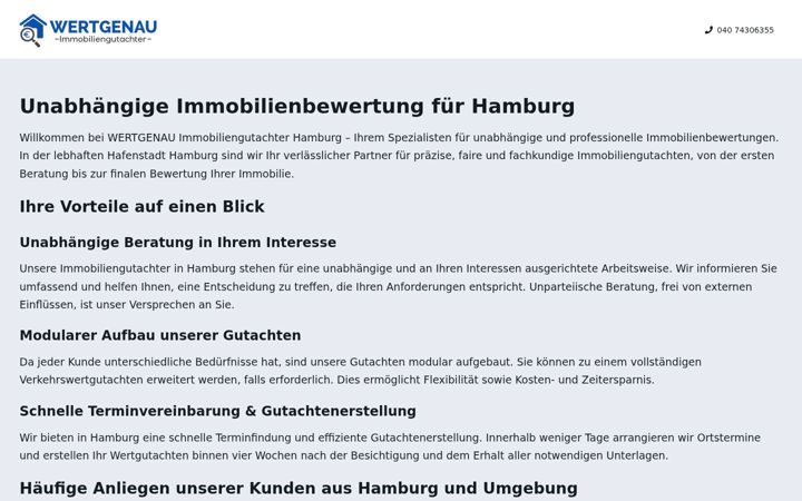Screenshot of immobiliengutachterhamburg.com