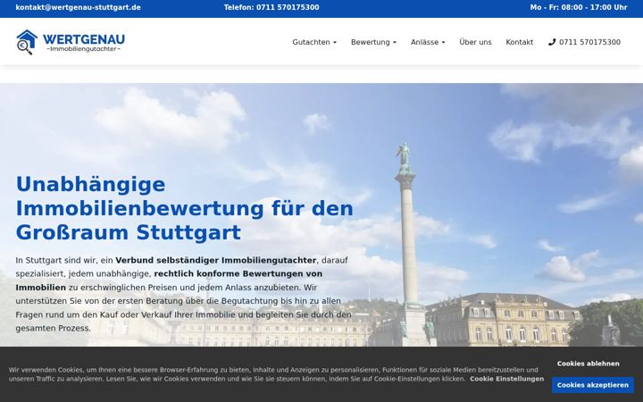 Screenshot of immobiliengutachterstuttgart.com