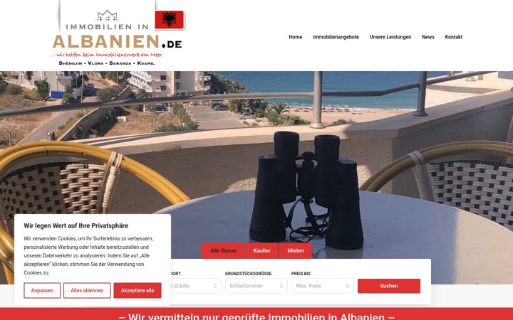 Screenshot of immobilieninalbanien.de