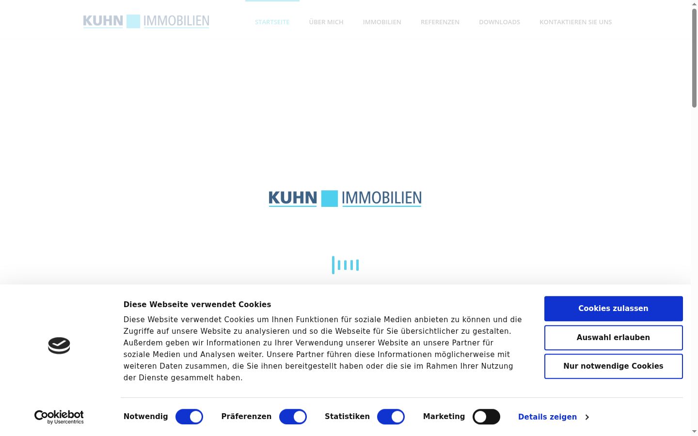 Screenshot des Einwilligungsbanners vor jeglicher Interaktion