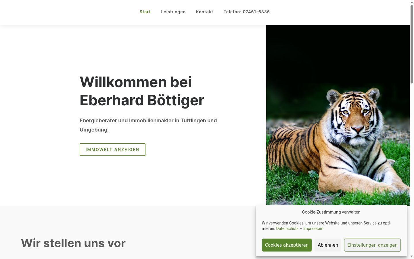 Screenshot des Einwilligungsbanners vor jeglicher Interaktion