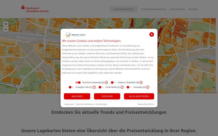 Screenshot of immobilienpreise-muenchen.de