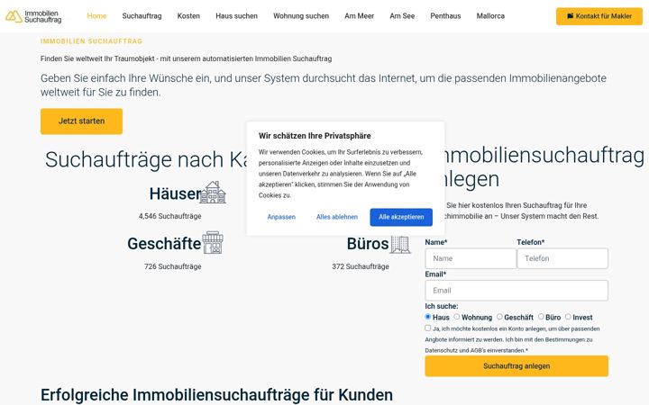 Screenshot of immobiliensuchauftrag.com