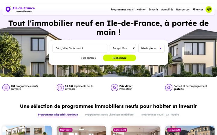Screenshot of immobilier-neuf-ile-de-france.com