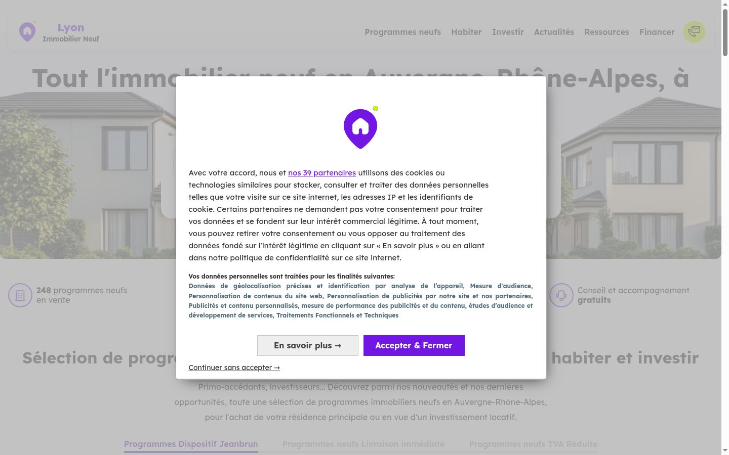 Screenshot van de toestemmingsbanner zoals getoond vóór enige interactie