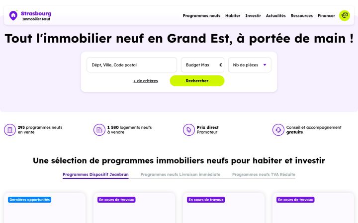 Screenshot of immobilier-neuf-strasbourg.com