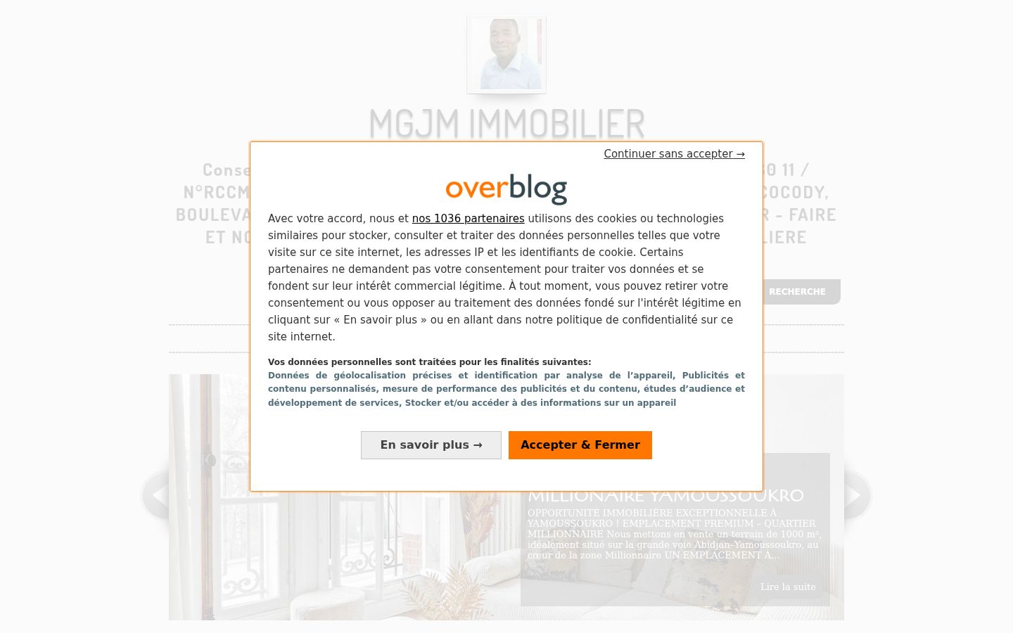 Screenshot del banner di consenso mostrato prima di qualsiasi interazione