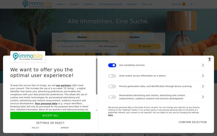 Screenshot of immobilo.de